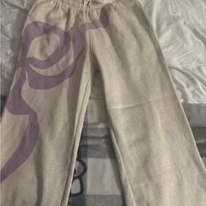 love shack fancy cream sweatpants with bow